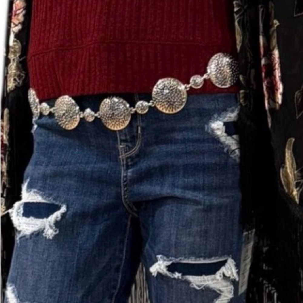 Silver Round N Round Textured Concho Belt - Western Boho NWT